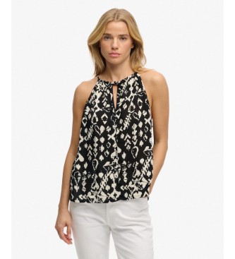 Superdry para mujer. W6012102A Top de tirantes Beach negro (L), Casual, Viscosa, Sin mangas / Tirantes