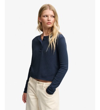 Superdry para mujer. W6012282A Camiseta Essential Waffle marino (M), Casual, Algodón, Manga larga