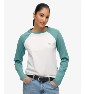 Superdry para mujer. W6012254A Camiseta Essential Logo Baseball verde (L), Casual, Algodón, Manga larga