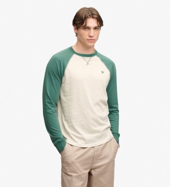 Superdry para hombre. M6010976A Camiseta Vintage Athletic Baseball beige, verde (L), Casual, Algodón, Manga larga