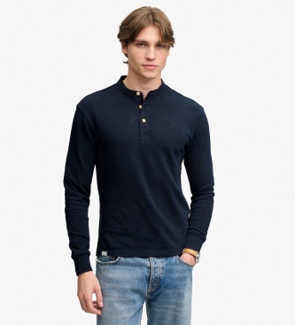 Superdry para hombre. M6010965A Camiseta cuello mao marino (L), Casual, Algodón, Manga larga