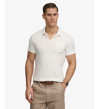 Superdry para hombre. M1110462A Polo de rizo Towelling Blanco roto (L), Casual, Algodón, Manga corta