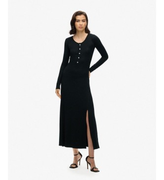 Superdry Vestido Henley negro