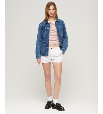 Superdry para mujer. W7110406A Short cargo Vintage Utility blanco (L), Casual, Algodón