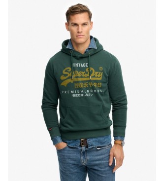 Superdryvoor Mannen. M2014380A Vintage Logo Hoodie Groen (L), Casual, Katoen