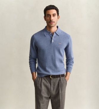 Gant Herren Blau Für 8060109 Poloshirt Aus Er Wolle (L), Lässig, Klassisch, Langarm - Bild 2
