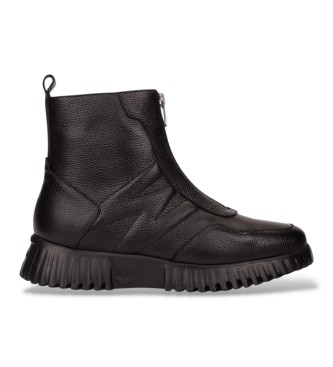 Wonders para mujer. A-4425 Botines de Piel Wild negro (36), Plano, Cremallera, Casual