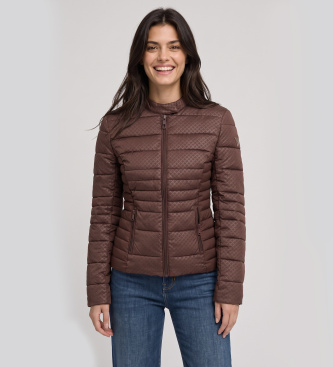 Guess Per Donna. W6YL16W2891 Giacca Vona Rilievo Marrone (Xl), Casual, Poliestere