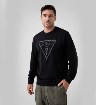Sweatshirt med svart broderad logotyp