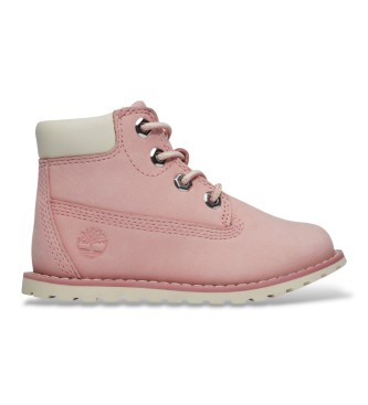 Timberlandunisex Voor Kinderen. TB1A27EGV201 Roze Leren Pokey Pine-laarzen (24), Leer, Plat, Ritssluiting, Casual, Kinderkleding