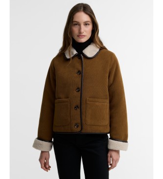 Barbour para mujer. LCA0423 Chaqueta de pana Penny Fleece marrón (M), Casual, Poliéster