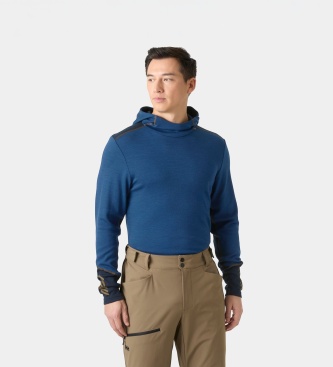 Para hombre. 49362 Camsieta térmica con capucha Lifa Merino Midweight azul marino (XL), Homewear, Lana, Manga larga