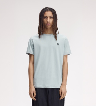 Fred Perry Uomo Silver Blue Maglietta Ringer T-Shirt S - Immagine 3