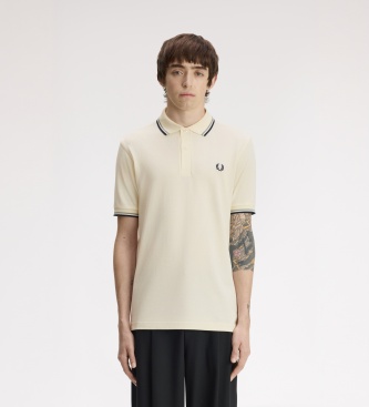 Fred Perry Uomo Verde, Grigio Per M3600 Polo Twin Tipped Beige (Xl), Casual, Cotone, Manica Corta