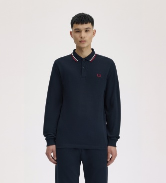 Fred Perry Polo Manica Lunga Bordino Blu Notte Uomo XL - Immagine 3