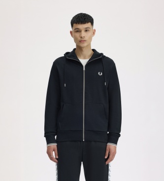 Fred Perry Uomo Nero - Felpa Nera Con Zip E Cappuccio - Immagine 4