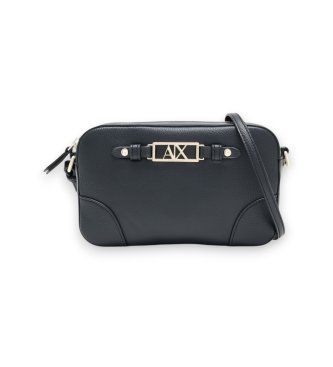 A|X Armani Exchange Mujer Negro Para Xw002612af15632uc010 Bandolera Con Placa Metálica Frontal Y Correa Ajustable (Osfa), Casual, Poliéster