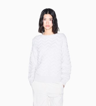 Armani Exchange Pullover Girocollo In Viscosa E Lana Con Motivo Chevron - Immagine 2