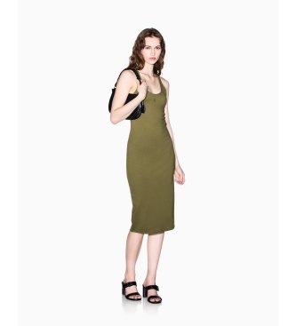 A|X Armani Exchange para mujer. XW000820AF13729U7043 Vestido Entallado verde (XS), Casual, Viscosa, Sin mangas / Tirantes