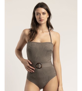 Admas para mujer. 11402-0-000350 Bañador Bandeau Fresh Leaves marrón (3XL), Beachwear, Poliéster, Admas outlet 2024.