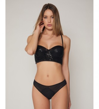 Admas para mujer. Conjunto Corsé y Braga Carioca Lentejuelas negro