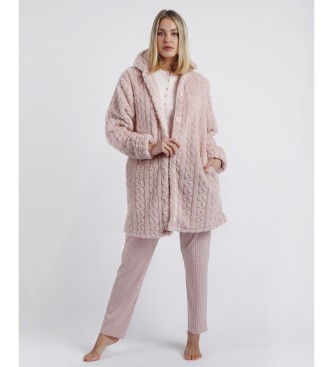 Admas para mujer. 67040-0-000286 Bata Manga Larga Calentita Chains rosa (XXL), Homewear, Poliéster, Admas outlet 2024.