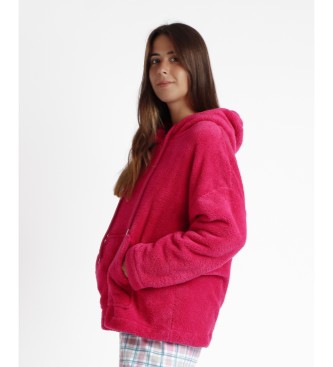 Admas para mulher. Sweatshirt Manga comprida Corel com capuz cor-de-ro