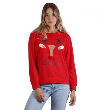 Admas para mujer. Sudadera Larga Oh Deer rojo Admas