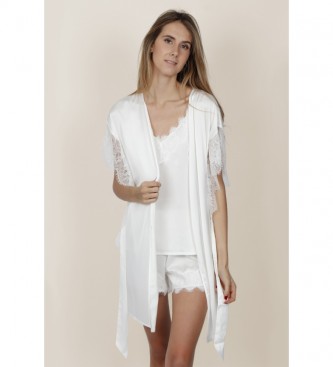 Admas para mujer. 57302-0-000001 Bata Soft Crepe blanco (L), Homewear, Poliéster, Manga corta, Admas outlet 2024.