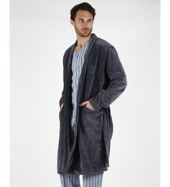 Admas para hombre. 57527-0-000216 Bata manga larga Every Stripe marino (S), Azul, Homewear, Poliéster, Admas outlet 2024.