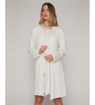 Admas para mujer. 57418-0-000106 Bata Lace Night Blanco Roto (L), Homewear, Modal, Elastano, Manga larga, Admas outlet 2024.