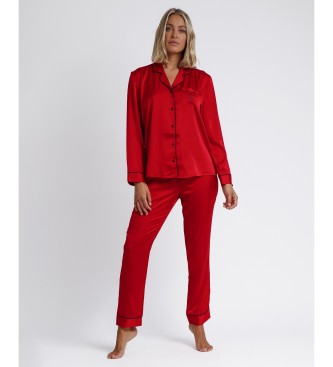 Admas para mujer. 54156-0-000331 Pijama Manga Larga Abierto Classic rojo (S), Casual, Poliéster, Admas outlet 2024.