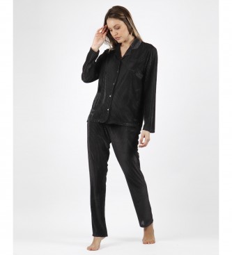 Admas para mujer. 56153-0-000110 Pijama Abierto Classic Elegant Stripes negro (XXL), Homewear, Poliéster, Manga larga, Admas outlet 2024.