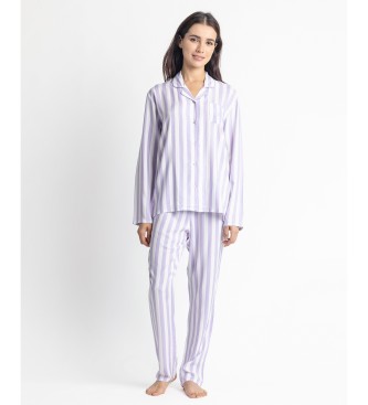 Admas para mujer. 54106-0-000215 Pijama Manga Larga Abierto Classic Stripes lila (L), Homewear, Viscosa, Admas outlet 2024.