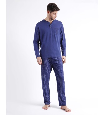 Admas para homem. Pijama de manga comprida Spike azul Admas