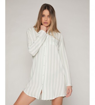 Admas para mujer. 51411-0-000360 Camisión Stripes verde agua (S), Homewear, Viscosa, Manga larga, Admas outlet 2024.