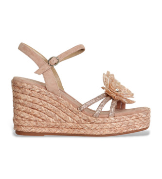 Alma en pena para mujer. V251287 Sandalias de Piel flores rosa (40), 8 a 10cm, Hebilla, Casual