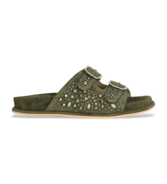 Alma en pena para mujer. V251653 Sandalias de Piel verde (37), Plano, Ninguno, Casual