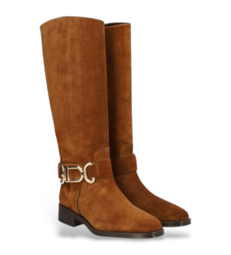 Alpevoor vrouwen. 518411 Bruine leren Couture laarzen (38), Leer, 1 tot 3 cm, Ritssluiting, Casual