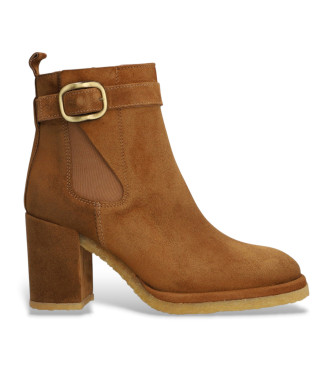 Alpe para mujer. 551611 Botines de piel Montana marrón (37), 5 a 8cm, Ante, Cremallera, Casual