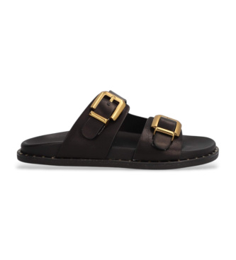Alpe para mujer. 557517 Sandalias de piel hebillas negro (37), Plano, Ninguno, Casual