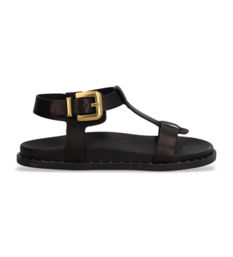 Alpe para mujer. 557617 Sandalias de piel Isabella negro (36), Plano, Hebilla, Casual