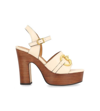 Sandalias de piel Venus blanco roto (41), más de 10cm, Hebilla, Casual, Alpe outlet 2024.