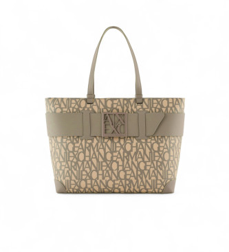 Armani Exchange para mujer. 9491273F742M1014 Bolso Shopper Monogram marrón (OSFA), Casual, Algodón