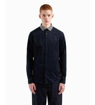 Armani Exchange para hombre. XM000198AF10192MB108 Camisa Contraste marino (L), Casual, Algodón, Manga larga