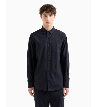 A|X Armani Exchange para hombre. XM000374AF12994UB101 Camisa de popelina de corte regular marino (M), Casual, Fiesta, Algodón, Clásico, Mang