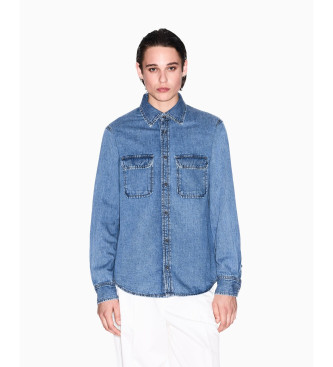Armani Exchange para hombre. XM001238AF15123MB001 Camisa Vaquera Regular azul (XL), Casual, Algodón, Denim, Manga larga