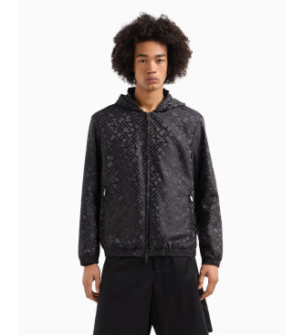 Armani Exchange para hombre. XM000446AF13096FC013 Chaqueta con capucha de tejido con logo negro (M), Casual, Poliéster