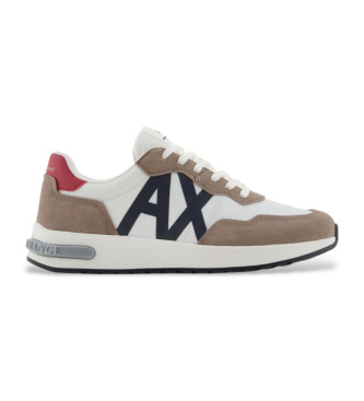 Armani Exchange para hombre. XUX266XV958U667 Zapatillas logotipo beige (46), Plano, Cordones, Casual, Poliéster