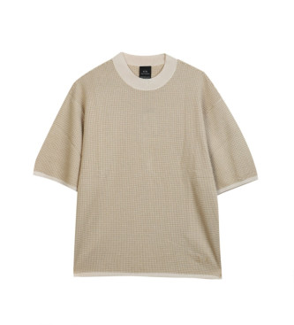 Camiseta de punto beige (M), Casual, Algodón, Manga corta